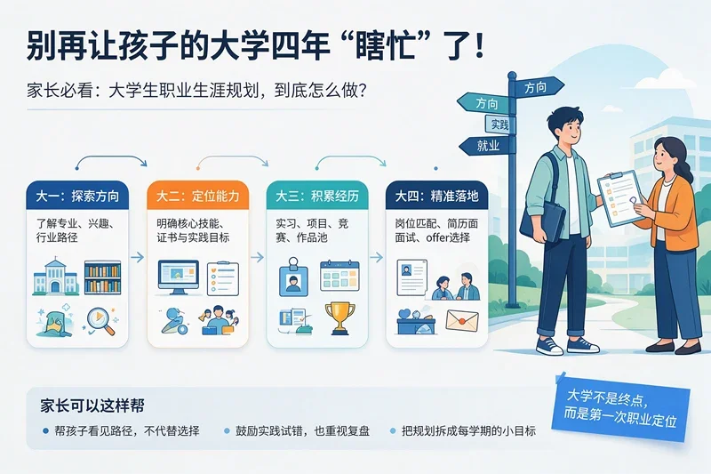 别再让孩子的大学四年“瞎忙”了！家长必看：大学生职业生涯规划，到底怎么做？