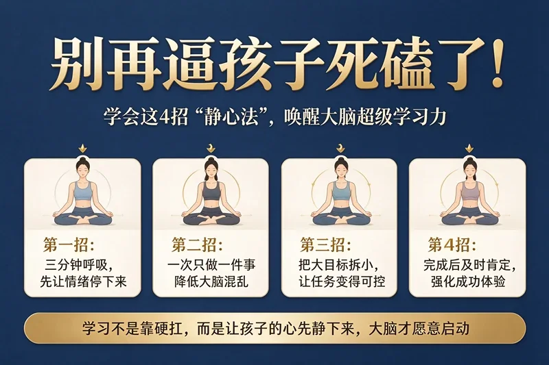 别再逼孩子死磕了！学会这4招“静心法”，唤醒大脑超级学习力
