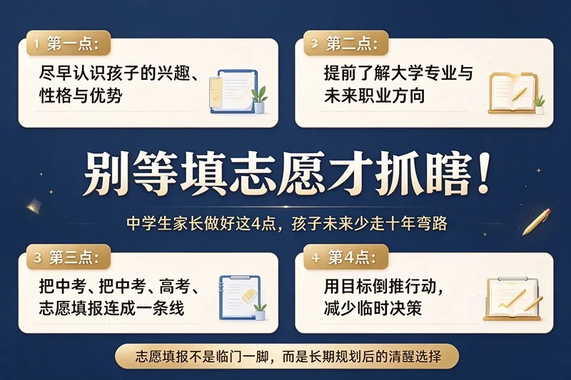 别等填志愿才抓瞎！中学生家长做好这4点，孩子未来少走十年弯路